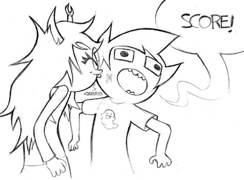 “I would like a picture of Vriska kissing John on the cheek with John blushing :)”I’ll post a few more later.#donationsketches